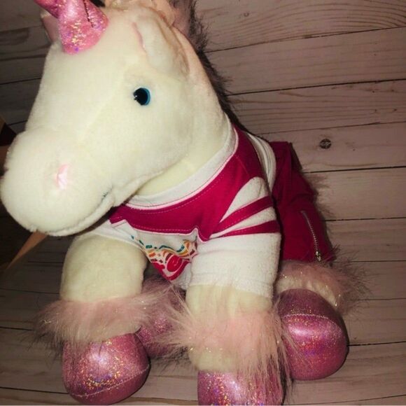 Build a bear workshop unicorn plush 13 vibrant pink, white and shimmery pink. - Picture 1 of 6